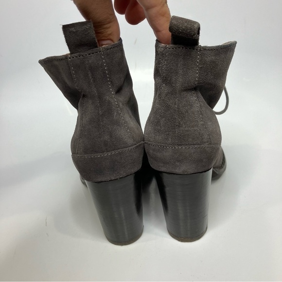 Seychelles Anthropologie Brand gray suede leather heel lace up booties size 9.5 - Picture 6 of 11